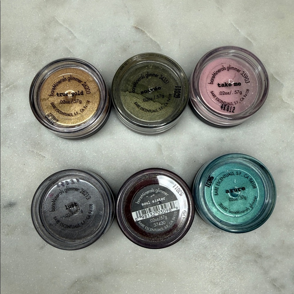 Lot of 6 Bare Minerals ID Glimmer Eyeshadows